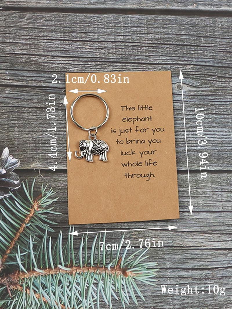 Product Introduction of Elephant Shaped Keychain, Durable Key Ring, Pocket Hug with Inspirational Quotes, Small Portable Keychain for Adventurers and Travel Lovers 1
