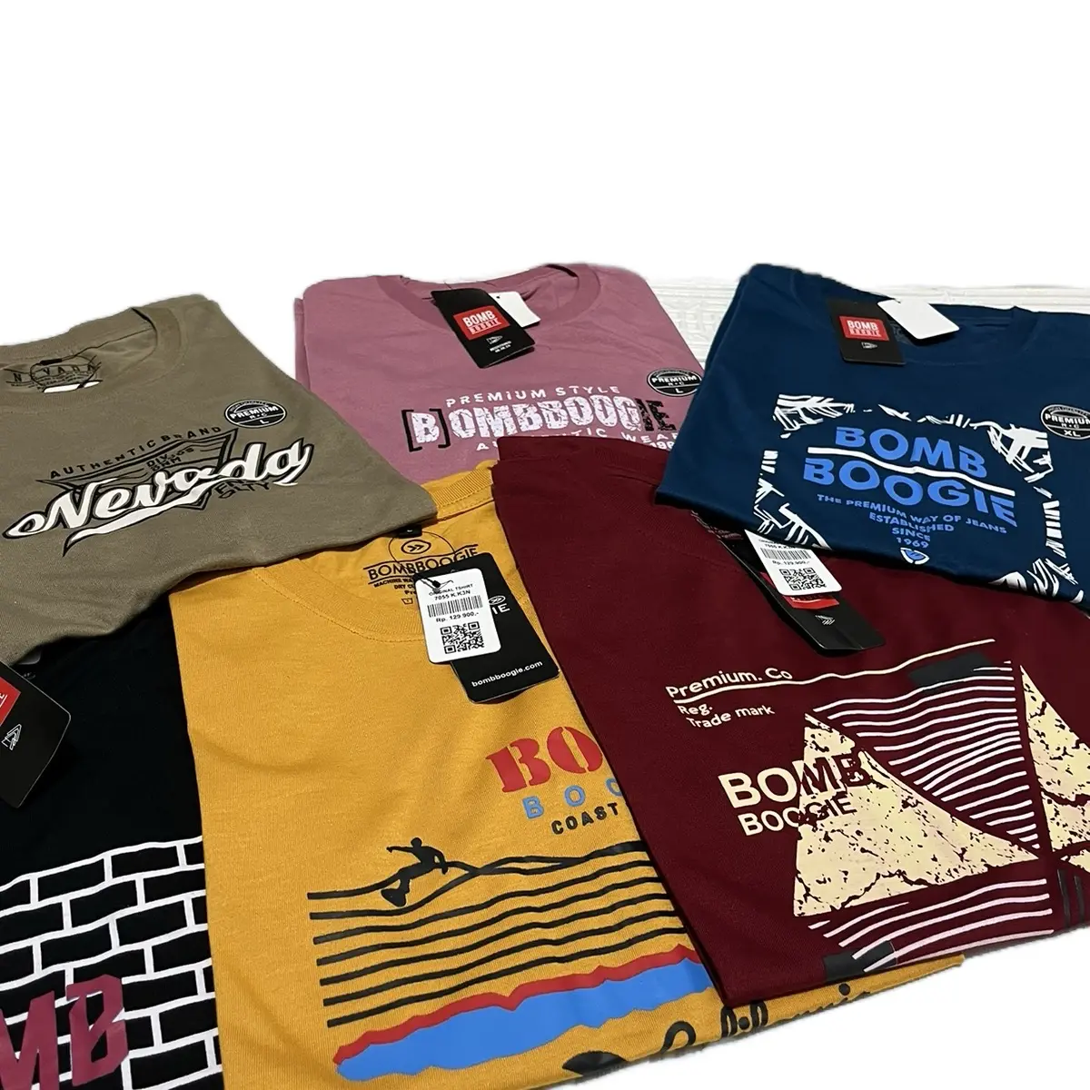 Paket 4 pcs 100rb kaos Bomboogi x nvda terbaru motif keren terkini kaos bahan semi katun kaos branded premium quality kaos Santai Santai Distro Pria Nyaman di pakai