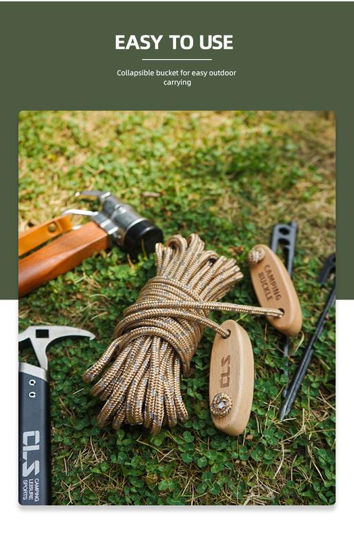 Product Introduction of CLS Outdoor Solid Wood Rope Buckle Camping Tent Accessories Camping Canopy Pull Rope 8mm Thick Windproof Rope Adjustment Fixed Buckle 7