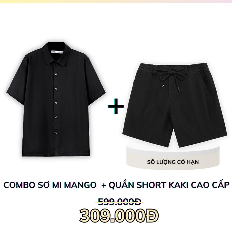 Set áo sơ mi tay ngắn mango 8110 + quần kaki nam lưng chun cao cấp 4103 trẻ trung thời trang LADOS 7104