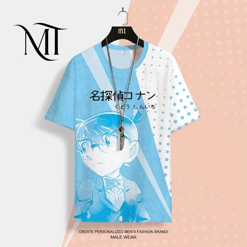 Bộ Anime Conan Thám Tử Nổi Tiếng MT, Áo Thun Nam Nữ, ngắn Tay, Conan Morley 3D, Năm 2024 Menswear Kem 5
