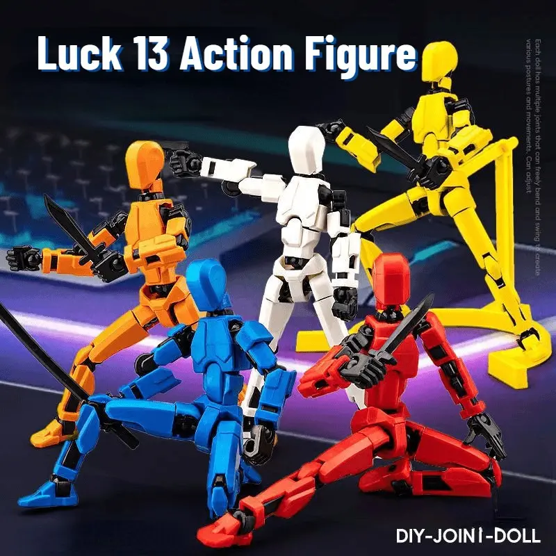 Lucky 13 Action Figure 3D Dummy 13 Robot Toy Movable Figures  Mechanical Style Movable Joints Toy