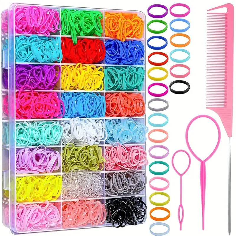 24-color Hair Ties, 1 Set Elastic Hair Tie with Hair Loop, Heatless Styling Tools for Women, Women's Hair Accessories 0