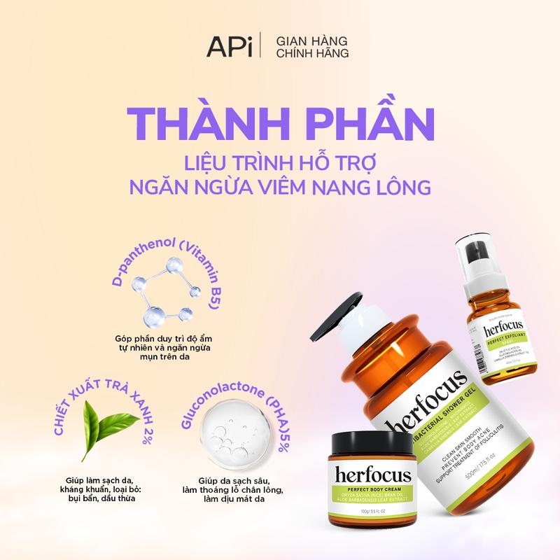Product Introduction of [AFF] Bộ sản phẩm hỗ trợ làm dịu nang lông HERFOCUS : Sữa tắm Herfocus + Xịt dưỡng Herfocus+ Kem dưỡng Herfocus  Kem Body P1 New 5