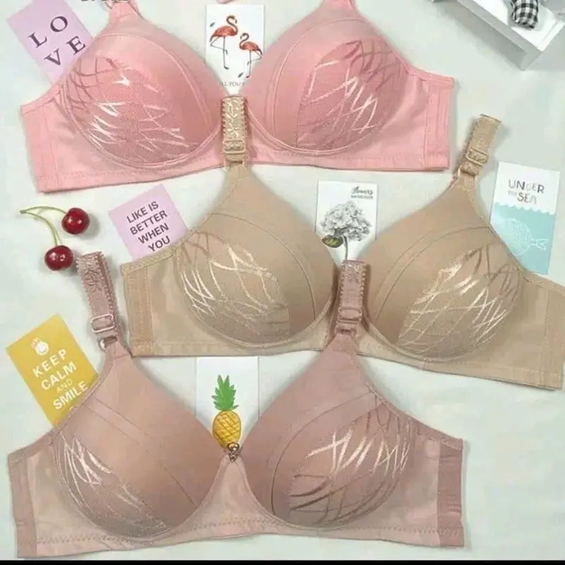 Combo 3 Áo Lót Nữ A98-Không Gọng, Đệm Mỏng, Size 36-38-40-42, Bra Women Nhung Kem 2