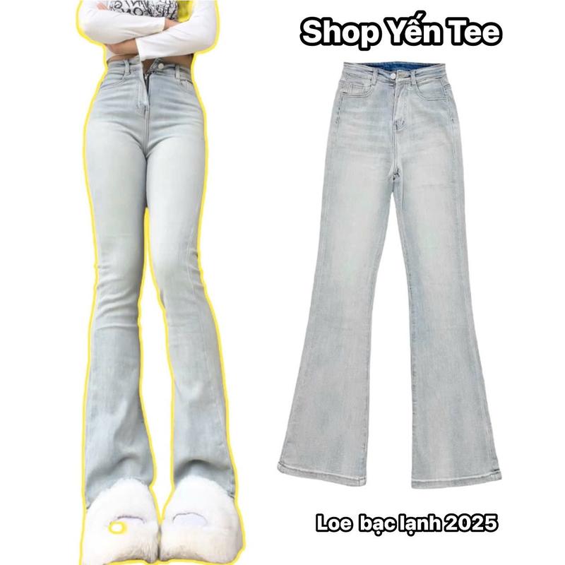 Quần jeans loe nữ màu Bạc lạnh xu hướng 2025 Yến Tee mặc đi học đi chơi ống may dễ mặc quần loe whose quần loe halo quần ống loe vintage quần ống loe quần ống loe nữ đẹp quần jean ống loe nữ