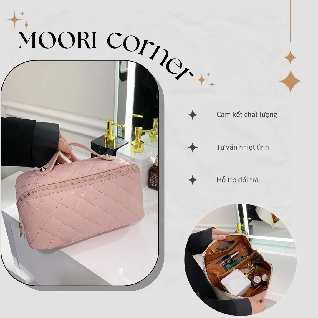 Túi đựng đồ mỹ phẩm da Pu cao cấp, túi đựng đồ trang điểm nhiều ngăn chống thấm nước tiện lợi khi đi du lịch - Phụ kiện Moori, Bag