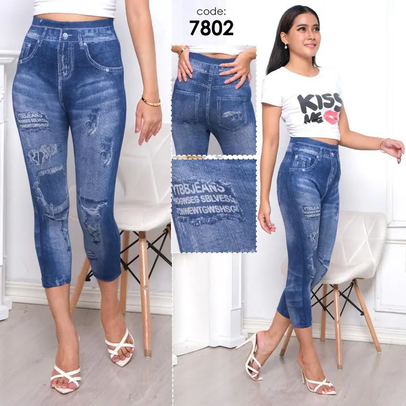 Legging 7/8 ripped jeans/Legging fhashio/legging wanita Celana Nyaman 4