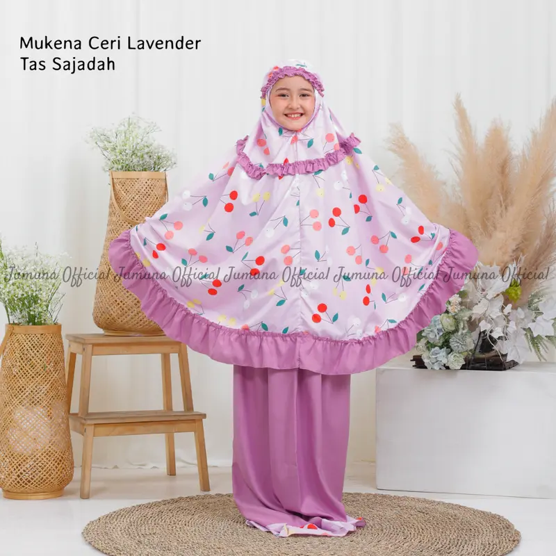 Mukena Anak Tas Sajadah Motif  Ceri 6