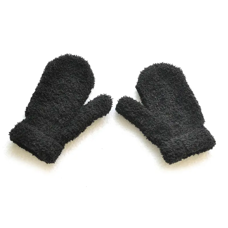 Warm Plush Thick Warm Baby Gloves Winter Plus Velvet Mittens Children Kid Coral  Full Finger Gloves For 1-4Y Kids Gloves