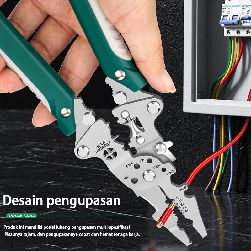 Tang Lipat 28 in 1 Pemotong Kabel Multifungsi Anti Shock Bahan Krom Vanadium Kawat Tang Dekrustasi Kabel Pengupas 27 Fungsi Ergonomis dengan Desain Lipat dan Pegangan Nyaman（Barang yang dikembalikan rusak atau hilang.）