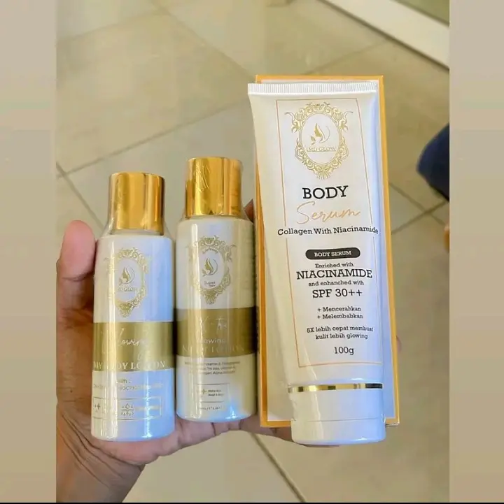 Paket Hb X-tra Glowing Siang Malam Dan Body Serum 3 item