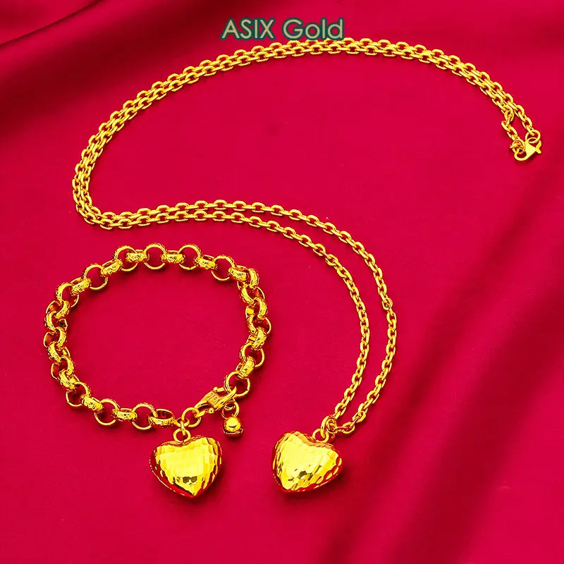 Women's Jewelry Set, Bracelet + Necklace, Glamour Everyday Jewelry, Bangkok Metal-Plated Goldsmith Craft Gifts