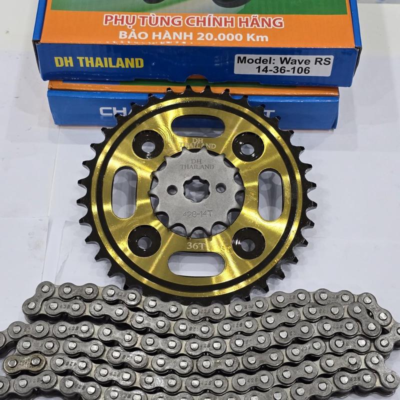 Nhông xích xe máy Dream, Wave, Sirius,Future, Tarus,.... chính hãnġ DH Thái Lan vàng Phụ Tùng