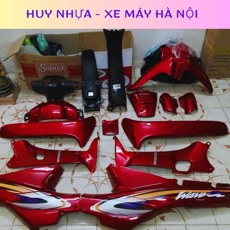 Dàn Áo Wave Nhỏ Cao Cấp 2000 2005 Bộ Vỏ Xe Wave Alpha Kèm Tem 3 Lớp Dàn Áo Wave Alpha màu Đỏ Đun Nhãn Dán Decal