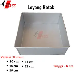 [Harga Satuan] Loyang Kotak ukuran 20 cm, 18 cm, 16 cm, 14 cm, 12 cm Tinggi 6 cm / Loyang persegi/Loyang kue Ulang tahun