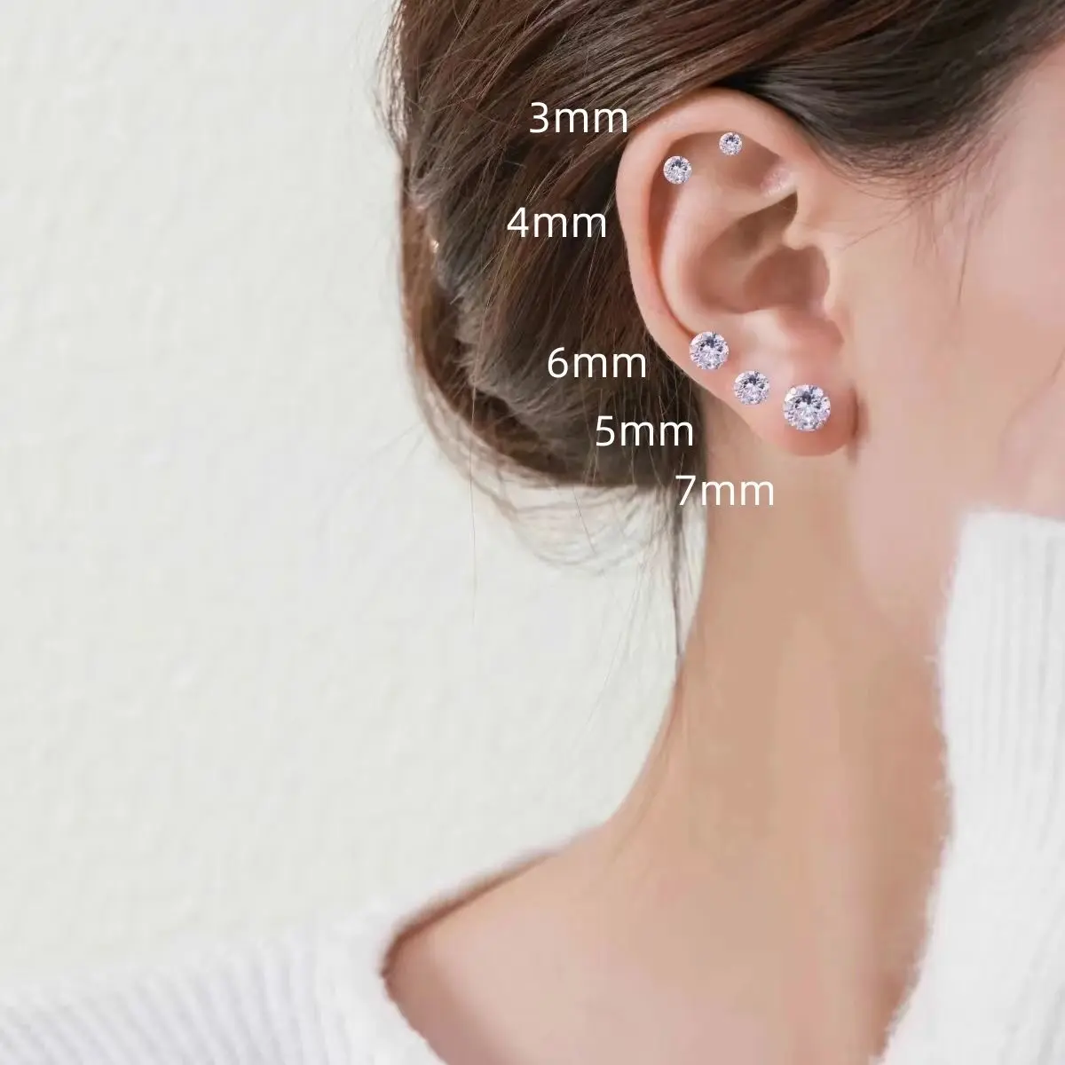 Khuyên tai nam nữ nụ đá bạc 925 chốt vặn cá tính, bông tai unisex mạ vàng trắng cao cấp