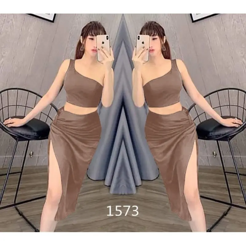 setelan rok scuba 1573 import/set rok/set kekinian/set murah/setelan rok