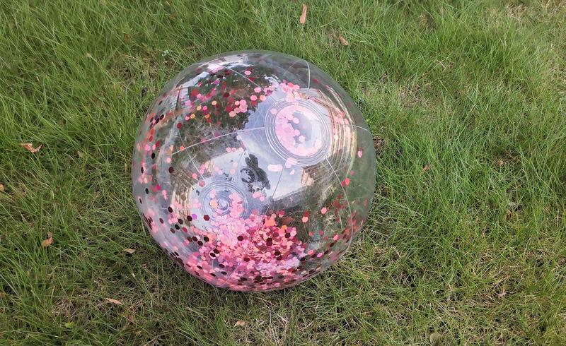 Product Introduction of 40cm Transparent Sequins Beach Ball Thick Material Inflation Balloon Water Float Swimming Pool Playing Water Toy Ball 8
