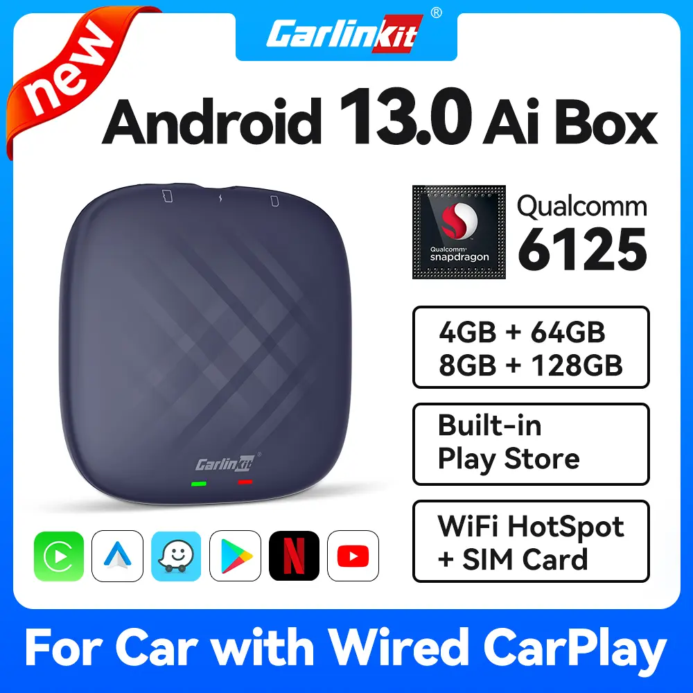 CarlinKit TBOX Wireless CarPlay AI Box Android 13 Wireless Android Auto Adapter SIM Wifi Network GPS