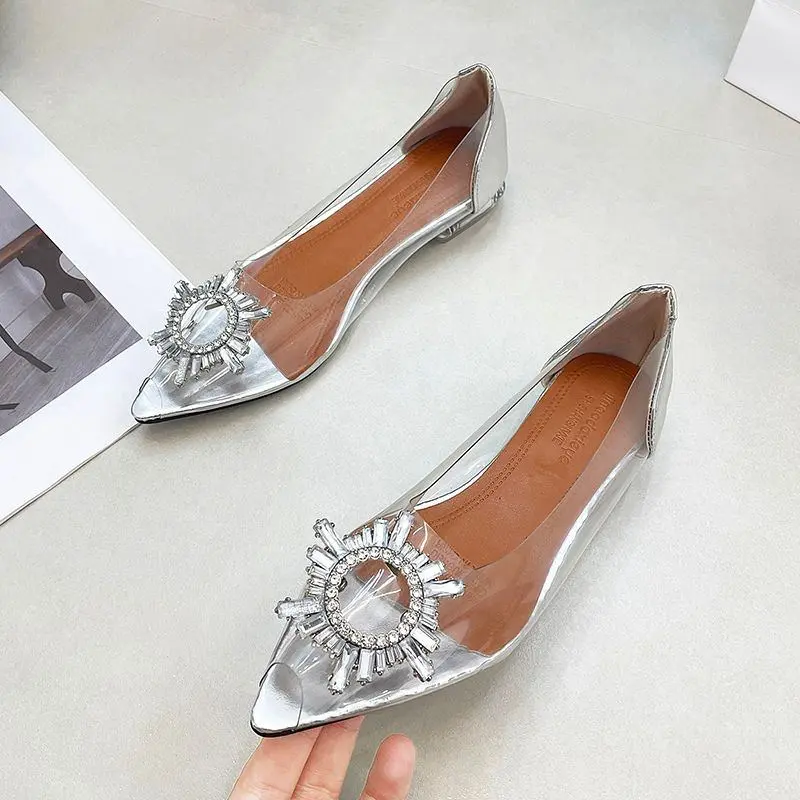 3cm 7cm DDS18090 Heels Runcing Transparant Wanita Bohemian Bisa COD (Ada Box) Shoes Kaca 0
