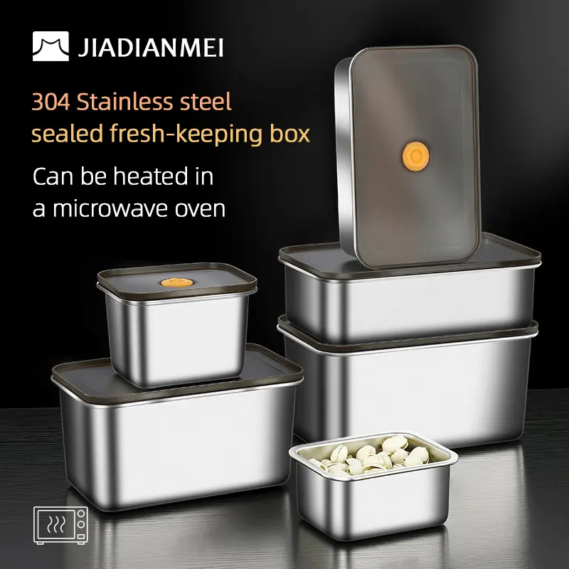 304 stainless steel sealed fresh-keeping box, refrigerator for storing food grade materials, portable lunch box, camping outdoor freezer oven, microwave heating induction cooker