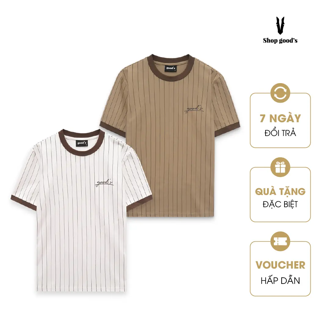 Shop Good's Áo Thun Nam Sọc Logo In Su Form Regular 4T4G07