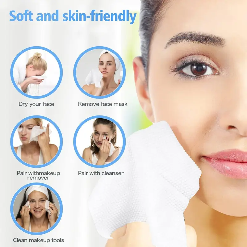 Disposable Face Towel, Soft Facial Wash Cloth, Lint-free Facial Tissue for Cleansing, Skincare and Makeup Remover, Summer Essentials, Bathroom Cotton Accessories 4