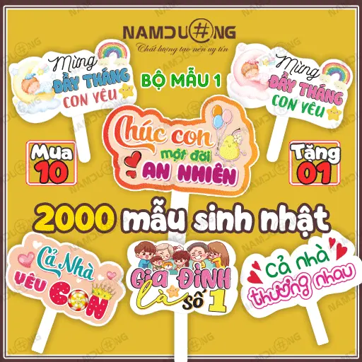 Hastag Sinh Nhật, Đầy Tháng, Birthday, Full Month, Bảng cầm tay chụp ảnh Sinh Nhật