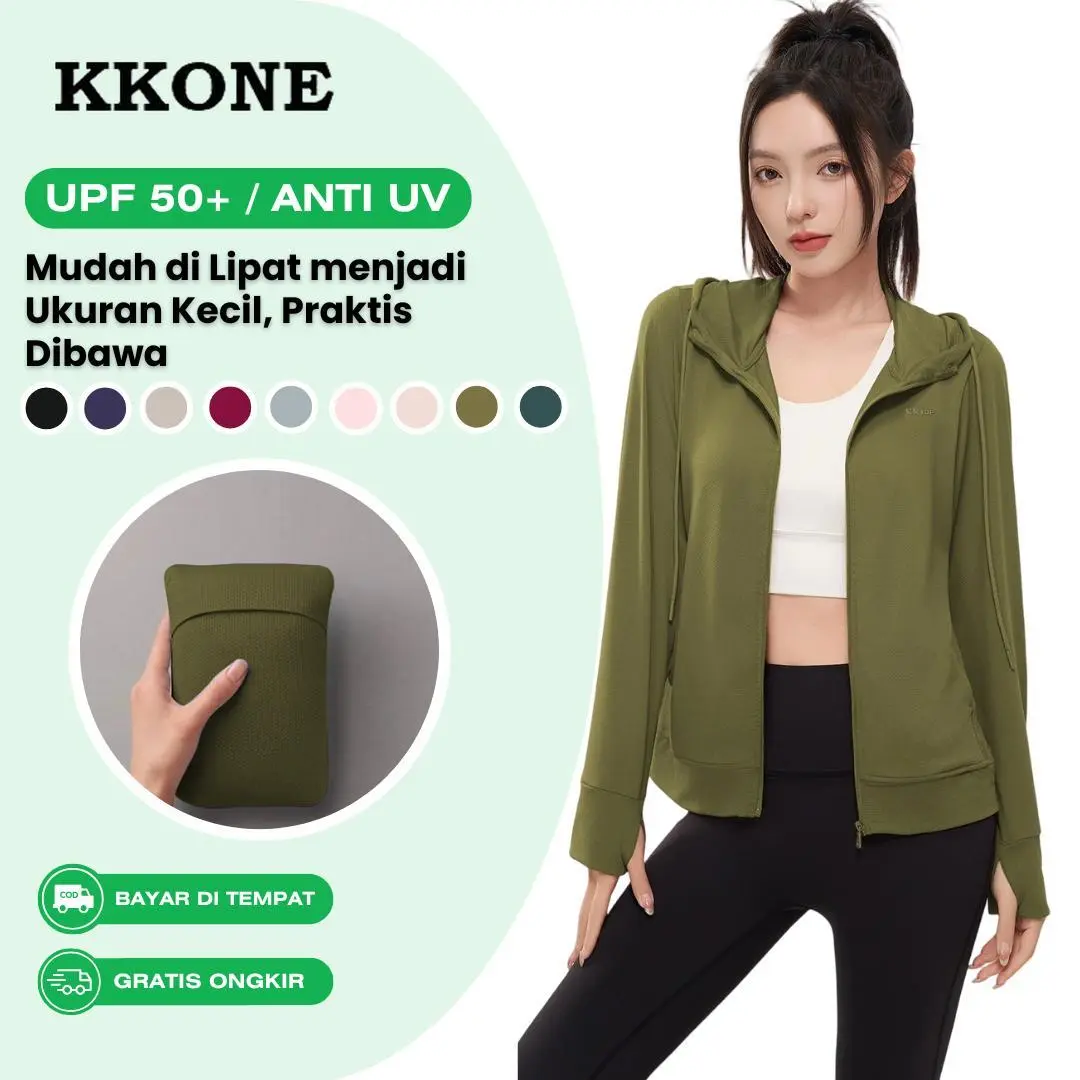 KKONE Jaket Airism Hoodie Anti UV Wanita Outdoor Olahraga UPF 50+ (J010)