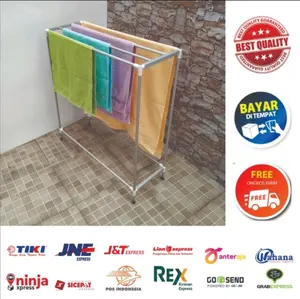 Jemuran Handuk Aluminium 4 Baris Model Simple Ukuran 75x82x34cm Ringan Tahan Karat Cocok untuk Dalam & Luar Ruangan