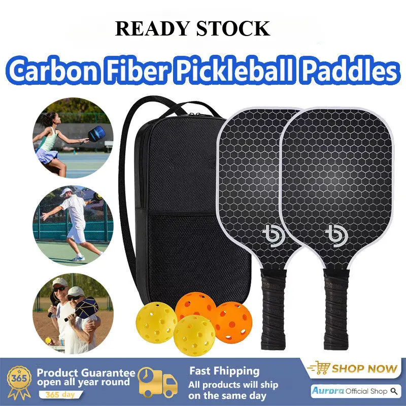 SG Stock Pickleball Paddles Carbon Fiber And Graphite Face Non-Slip Grip Lightweight Pickleball Set Outdoor Sports