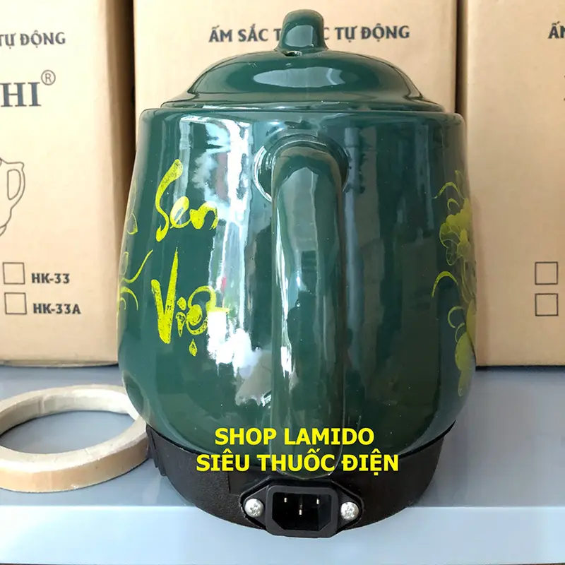 ấm sắc thuốc điện GỐM SỨ BÁT TRÀNG Fujishi 3.2 lít HK-33B - [ XANH LỤC] - siêu thuốc điện nấu tự động ngắt Ấm Siêu Tốc Ấm Đun 6