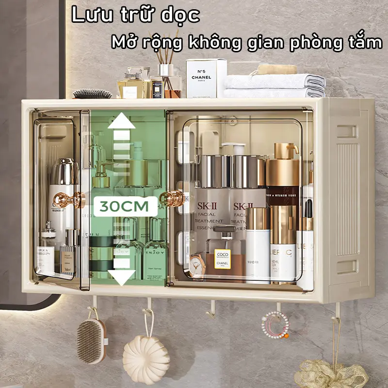 Tủ Nhà Tắm tủ đựng mỹ phẩm tủ thuốc gia đình không thấm nước Không Cần Đục Lỗ Kệ 4