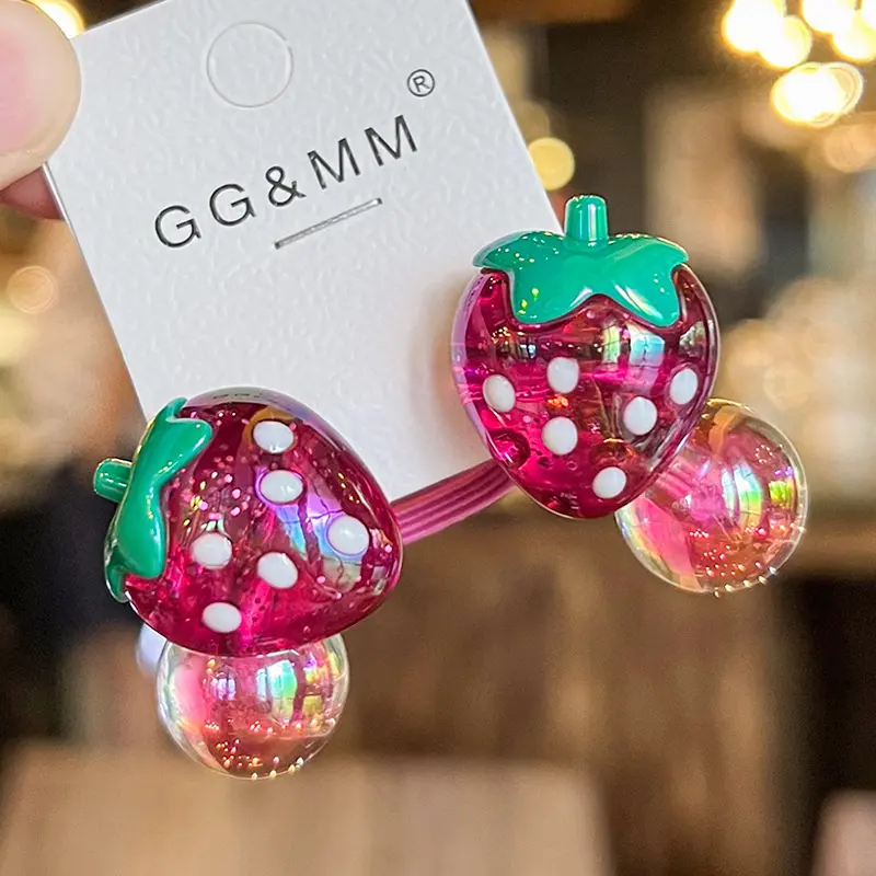 Mũ Cài Tóc Công Chúa Dâu Tây, Bộ 2 Chiếc, Dây Buộc Tóc Co Giãn, Dành Cho Trẻ Em, Dây Buộc Tóc, Phụ Kiện Tóc Cho Bé Gái, Hàng Mới Về 4