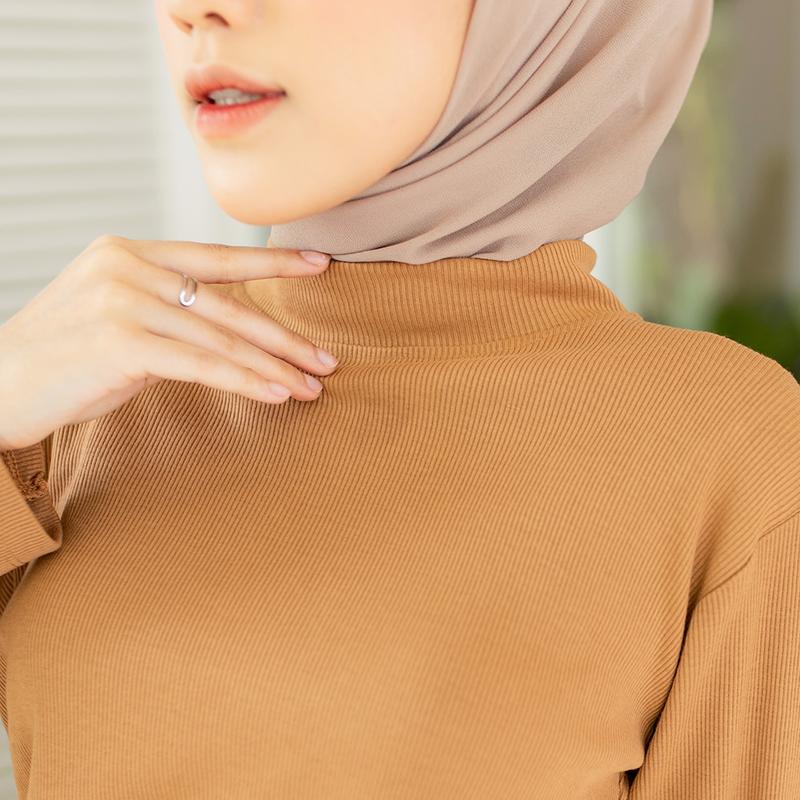 Yeppuoutfit Ivvy Manset - Manset Inner Baju Basic Wanita Cewek Turtleneck Tangan Panjang Bahan Kaos Rib Size M dan XL Muslim Korean Style Nyaman Grey 5