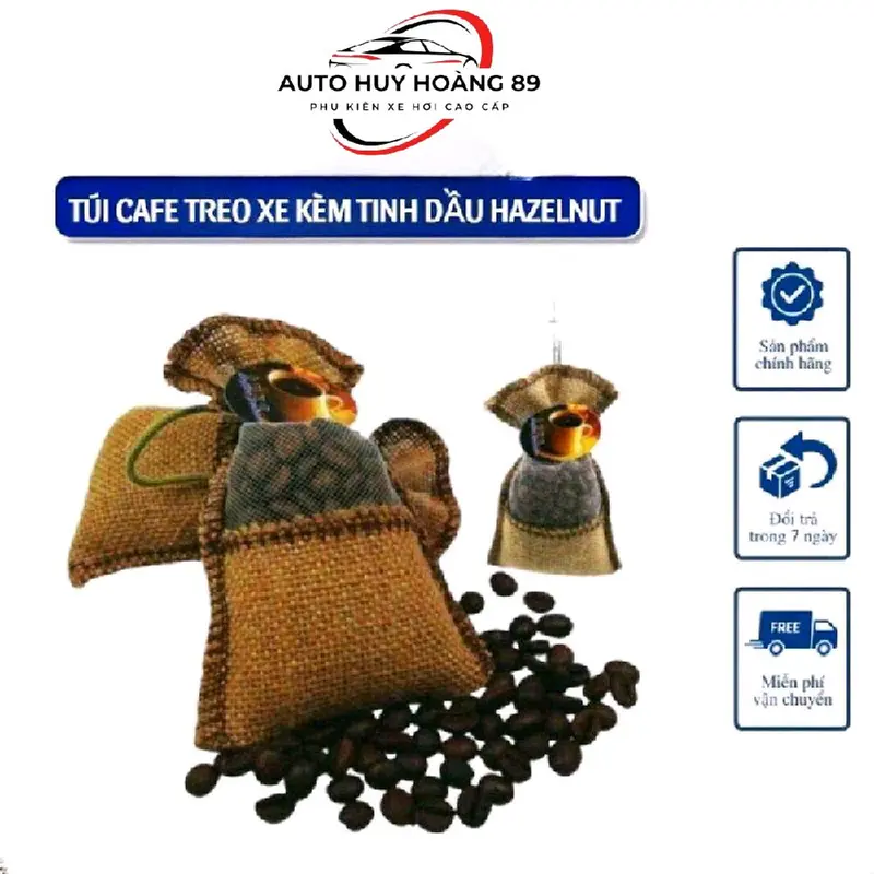 Túi Cafe Treo Ô Tô, Xe Hơi Kèm Tinh Dầu Hương Cafe Hazelnut Cao Cấp 0