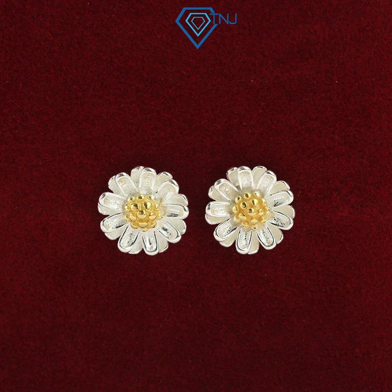 Bông tai nữ bạc TNJ đẹp hình cúc hoạ mi BTN0081