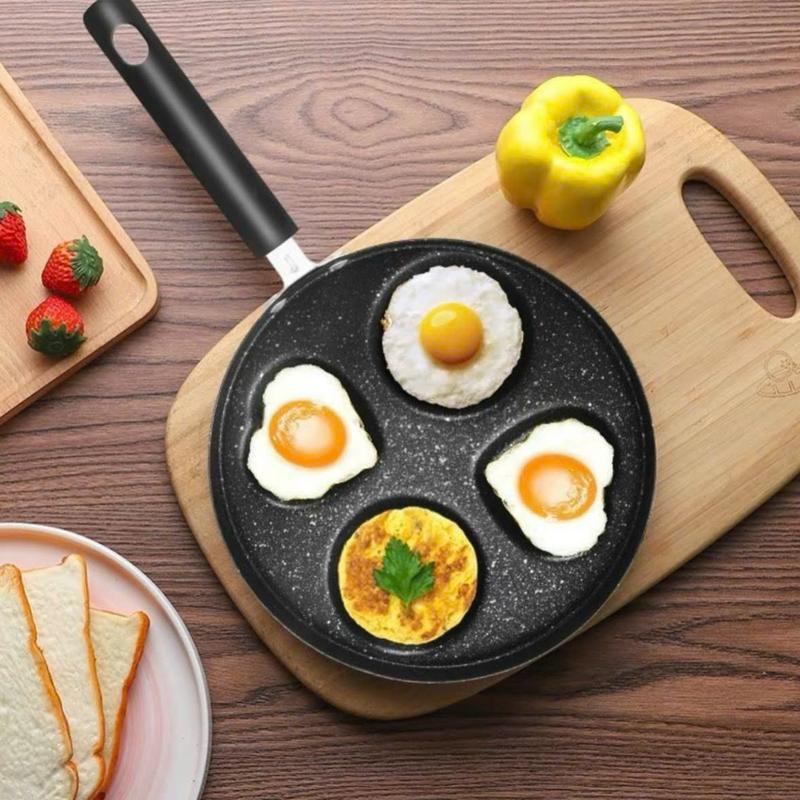 (Dùng Được Với Bếp Từ) Chảo Chiên Ốp Trứng 4 Khuôn Chống Dính 24cm - Chảo Vân Đã Có Hình Trái Tim