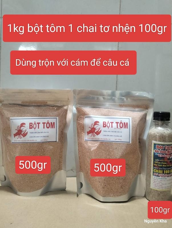  1kg BỘT TÔM 100gr BỘT TƠ NHỆN KẾT DÍNH MỒI CÂU CÁ   DÙNG TRỘN VỚI CÁM ĐỂ CÂU CÁ   Fishing Nam 