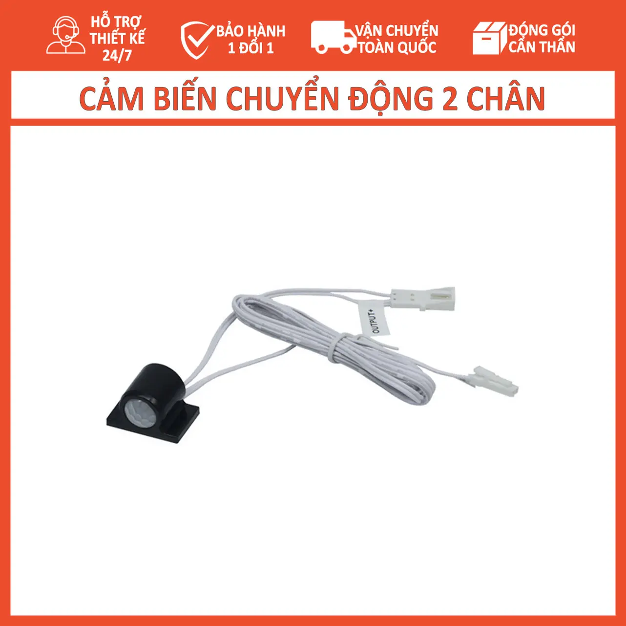 Cảm biến chuyển động cơ thể (02 chân) điện áp 12V/24, công suất 60/120W khoảng cách tác dụng 2m, bh 24 tháng