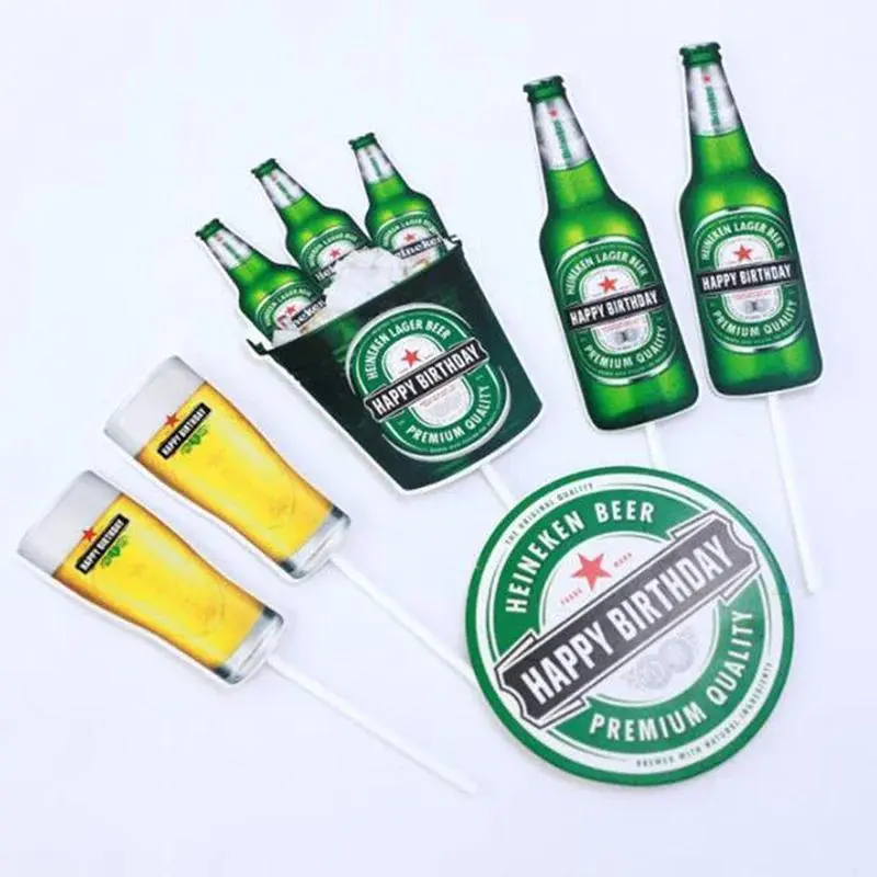 Summer Cool Beer Cake Plug-in Ornaments Birthday Cake Flag Decoration