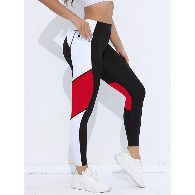 TikTok Shop Women s Color Block High Waist Yoga Leggings With Pockets Tummy Control Workout Running Stretch Yoga Pants Sporty Style For Fall Winter