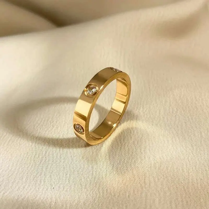 Nhẫn Tình Yêu Bằng Thép Không Gỉ, Màu Vàng Hồng Hợp Xu hướng Dành Cho Phụ Nữ Và Nam Giới, Nhẫn Cặp Đôi, Zircon Sáng Bóng, Đồ Trang Sức, Quà Cưới