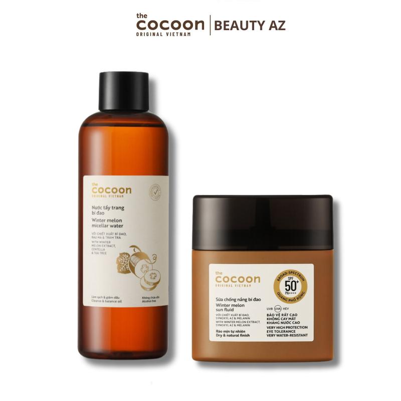 Combo Nước tẩy trang bí đao Cocoon 500ml  và sữa chống nắng bí đao Cocoon 50ml 