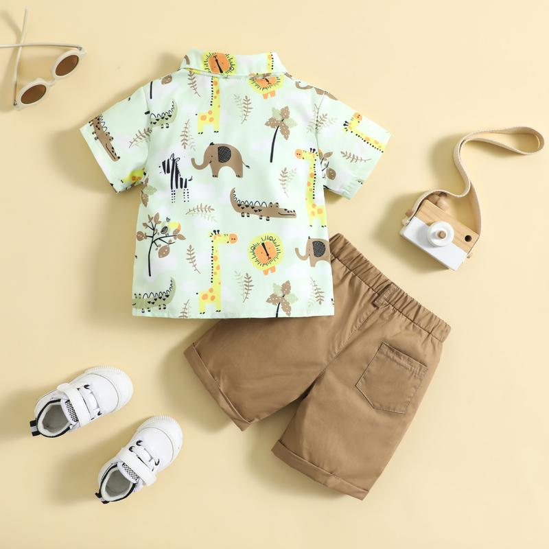 Jungle Safari Costume for Kid Girl 1-5 Y Cute Animal Print Polo Shirt with Shorts 2 Pcs Set Zookeeper Gentleman Suit Birthday Outfit Casual Wear 7
