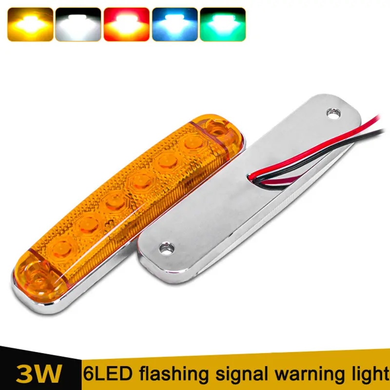 2PCS 6LED Car External Side Marker Light 12V 24V Motorcycle Turn Signal Indicator Light Trailer Rear Warning Rear Light For Car Truck Lorry
