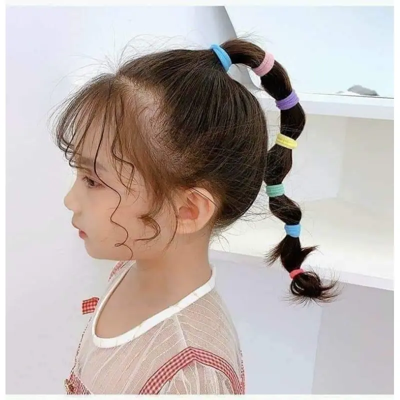 Túi 80-90 Thun Cột Tóc Bọc Vải Cho Bé Không Đau Không Đứt Tóc Nhiều Màu 1
