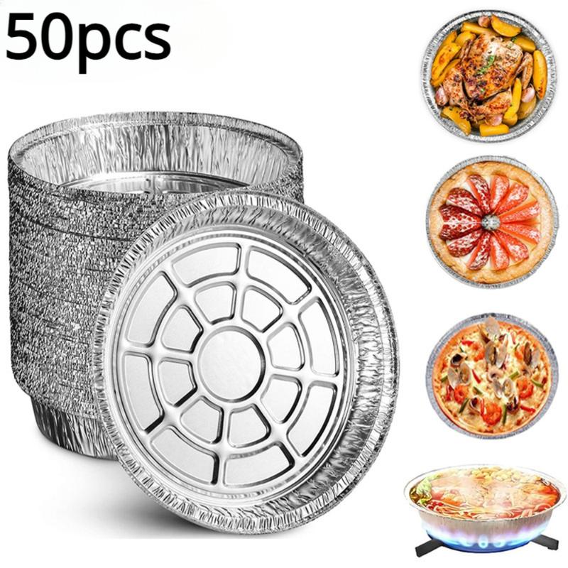 Nấu ăn, nướng và nướng dễ dàng - 50 miếng 6-8 inch Tấm nhôm dùng một lần cho nồi chiên không khí! hộp giấy đựng mì trộn