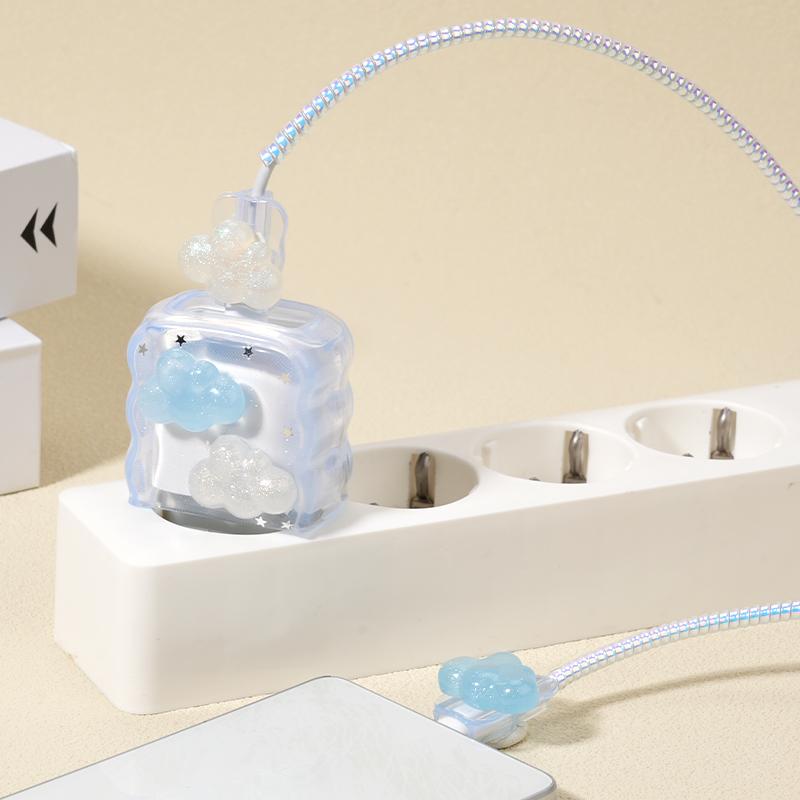 【COD】[Model Terbaru]Cute Charging Protection Set Desain Dekorasi 3D Kompatibel dengan IP 18 / 20W